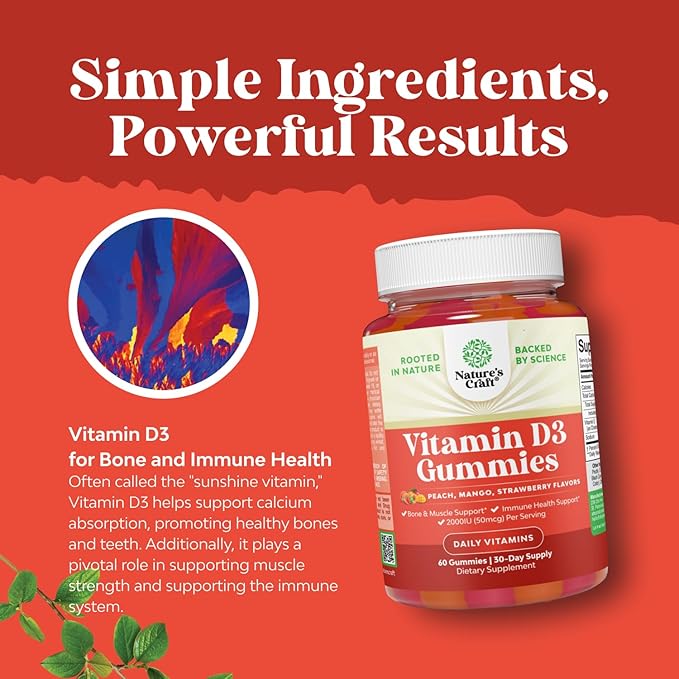 Bundle of Vitamin D3 Gummies with 2000IU per Serving Bone Muscle &amp Immune Support and Delicious Daily Multivitamin for Women for Energy and Immunity - Gummy Vitamins for Women's Health &amp Welln
