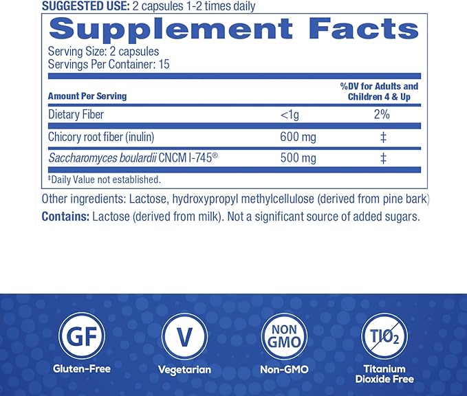 Florastor Select Pro+Pre Daily Probiotic and Prebiotic Supplement for Women and Men Boosts Good Bacteria Saccharomyces Boulardii CNCM I-745 (30 Capsules) (Pack of 2)