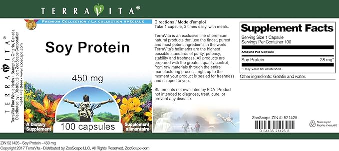 Soy Protein - 450 mg (100 Capsules ZIN: 521425) - 3 Pack