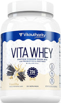 Vitauthority Whey Protein Powder for Women Whey Isolate Probiotics &amp Enzymes Supports Digestion Nutrient Absorption &amp Energy Post-Workout &amp Daily Nutrition Vanilla Flavored 30 Servings