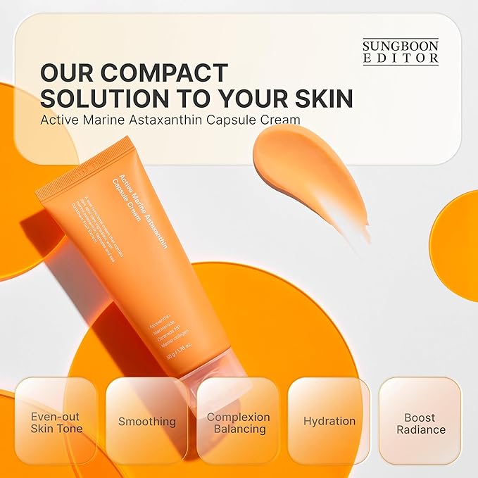 SUNGBOON EDITOR Active Marine Astaxanthin Capsule Cream 50ml | Facial Cream for Brightening | Deep Hydration Soothing Moisturizer