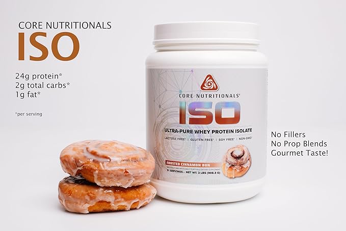 Core Nutritionals ISO Whey Protein Isolate | High-Purity Protein from Whey Isolate | Lean Muscle &amp Recovery Support | 31 Servings (Frosted Cinnamon Bun)