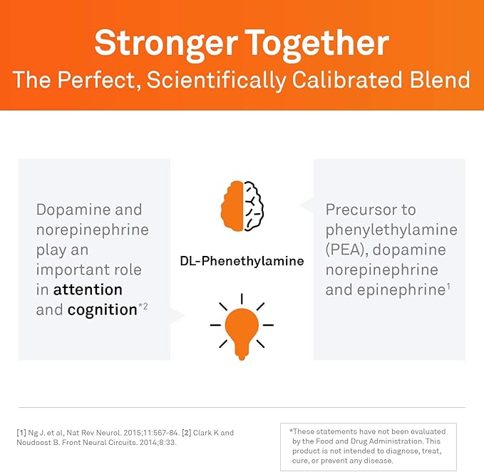Neuroscience Focus DL - Brain Supplements for Memory &amp Focus with L-Phenylalanine - Memory &amp Brain Health Capsules for Pea Production Mental Clarity and Catecholamine Balance (60 ct)