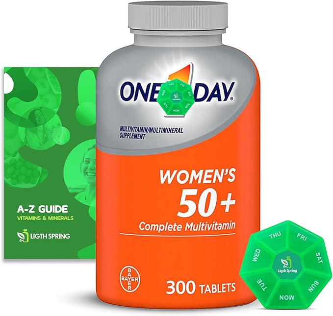 Women's 50+ Multivitamin 300 Tablets with Bundle Exclusive Vitamins &amp Minerals - A to Z - Better Ligth&ampSpring Guide + Weekly Pill Organizer (3 Items)