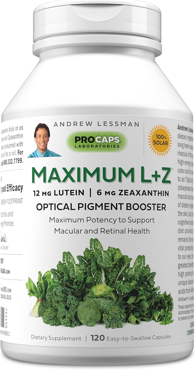 ANDREW LESSMAN Maximum L+Z 120 Softgels - 12mg Lutein 6mg Zeaxanthin Key Nutrients to Support Eye and Brain Health and Promote Healthy Vision. No Additives. Easy to Swallow Softgels
