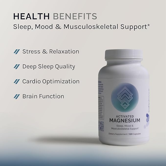 InfiniWell Activated Magnesium Supplement for Women &amp Men - Support Brain Health &amp Neurotransmitter Activity - Promote Relaxation for a Healthy Sleep Cycle - Optimized for Absorption (120 Caps