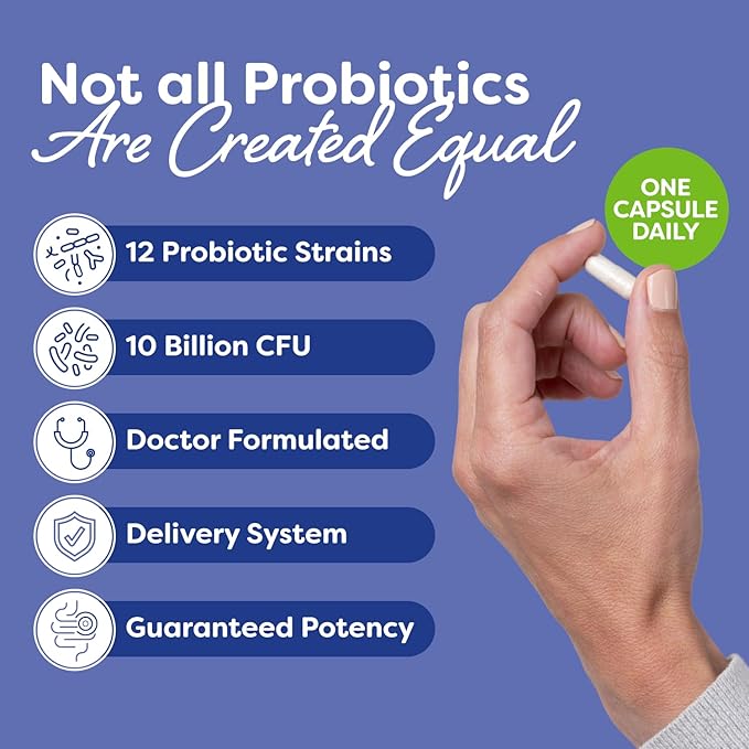 Probulin Daily Care Probiotic Supplement Digestive Gut and Immune Health Support Capsules for Men and Women 10 Billion CFU Vegan 90 Count Bottle