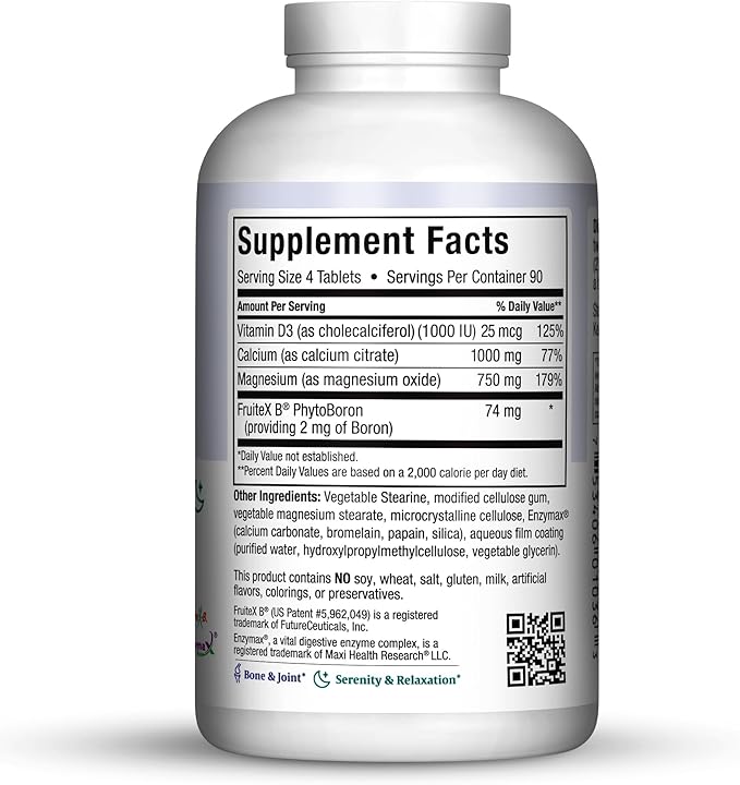 Calcium 1000 mg with Vitamin D3 (400 IU) and Magnesium (750 mg) - Dietary Supplement for Bone Teeth Joint Support - for Men and Women - 360 Tablets