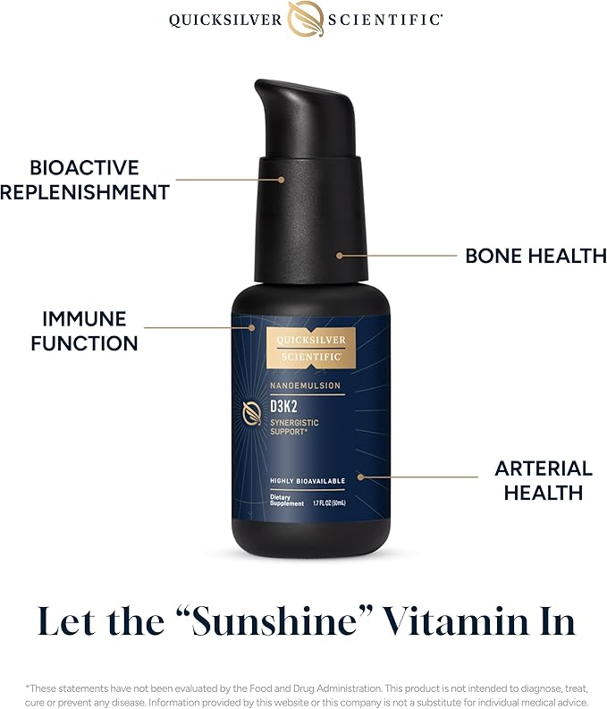 Quicksilver Scientific Nanoemulsified D3K2 - Emulsified Liquid Vitamin D3 + K2 MK7 Liposomal Liposomal Vitamin C Bundle