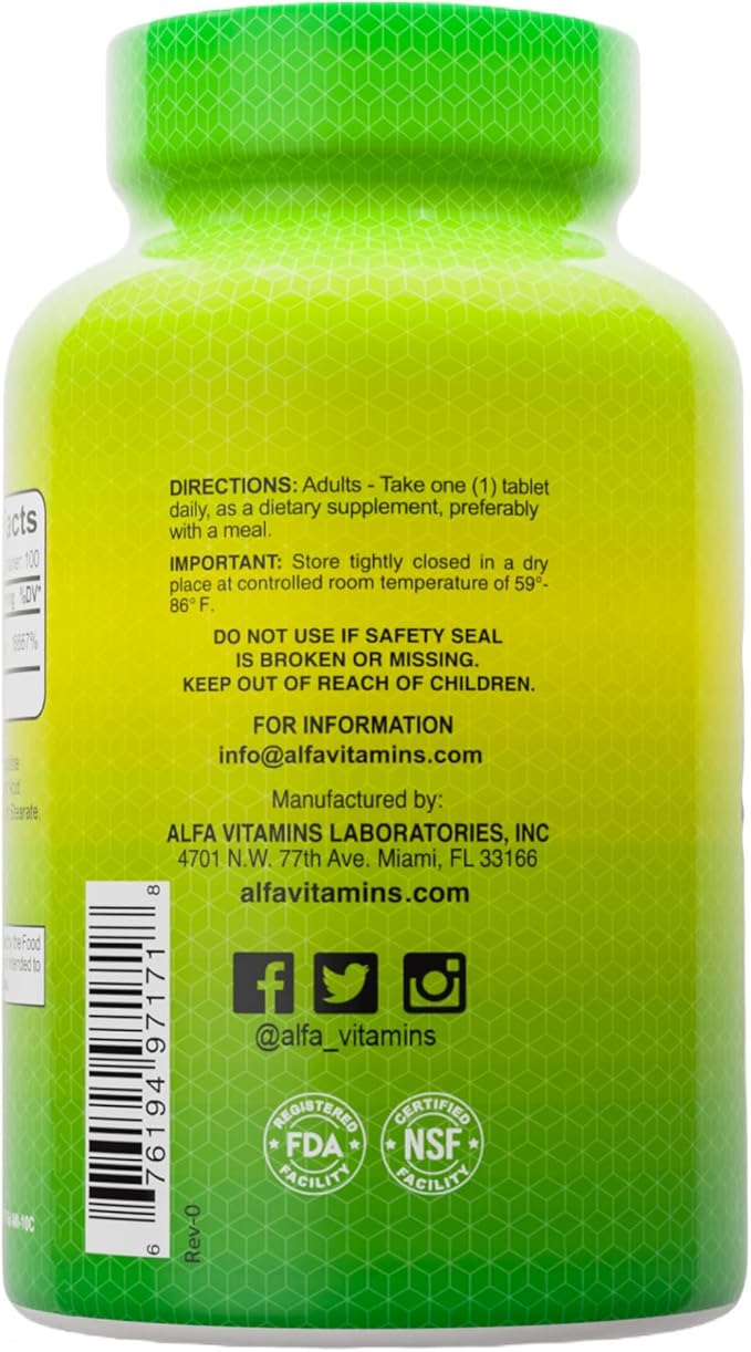 ALFA VITAMINS Biotin 5000 mcg High Potency Vitamin B7 Supplement for Daily Use – 100 Tablets 2 Pack