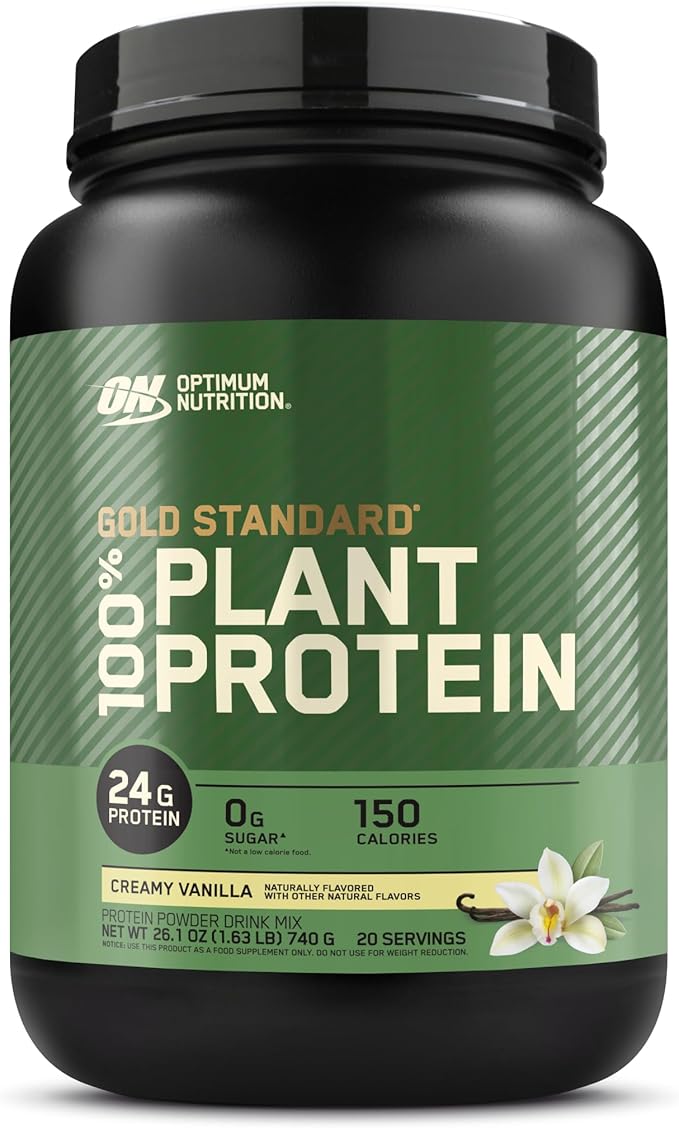 Optimum Nutrition Gold Standard 100% Plant Based Protein Powder Gluten Free Vegan Protein for Muscle Support and Recovery with Amino Acids - Creamy Vanilla 20 Servings (Packaging May Vary)