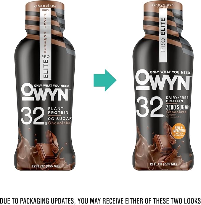 OWYN Only What You Need Pro Elite Chocolate Flavored Protein Shake 32g Protein 0g Sugar High Protein Dairy Free Gluten Free Plant Based Protein Drink 12 Count