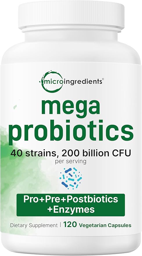Micro Ingredients Omega-3 Fish Oil 4200mg Softgels &amp Mega Probiotics 200 Billion CFU Veggie Capsules | 2 Pack Bundle | Wild-Caught Burpless Lemon Flavor | 40 Strains + Inulin Acacia &amp Bro