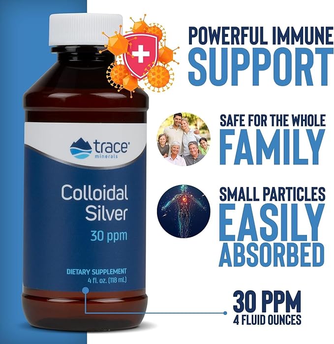 Trace Minerals Colloidal Silver - Pure Colloidal Silver Supplement for Immune Support - Natural Mineral Drops - High-Potency Formula - Gluten-Free - Vegan - 4 fl oz (12 Servings)