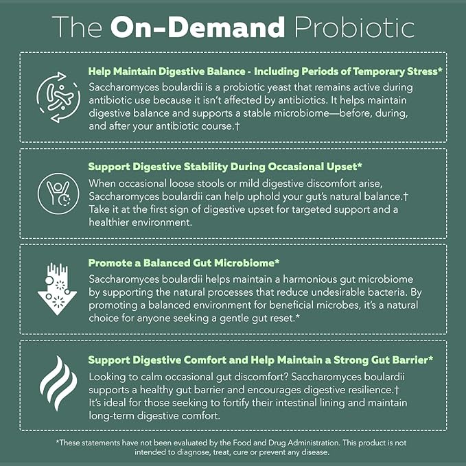Organic Saccharomyces Boulardii - 10 Billion CFU - Clinically Validated CNCM I-1079 Probiotic Strain - Gut Digestion &amp Healthy Bowel Support - First Organic Form of S. Boulardii Probiotic - 60 Co