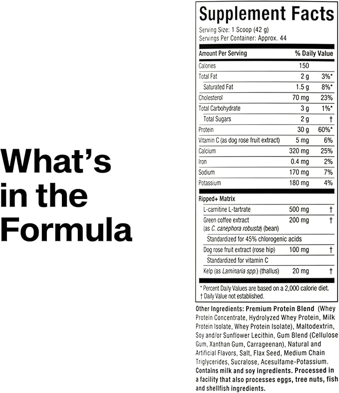 Muscletech Whey Protein Powder (Vanilla Cream 4LB) - Nitro-Tech Ripped Whey Protein Isolate &amp Peptides Smoothie Mix for Lean Muscle &amp Fast Recovery - 30g of Whey Protein for Women &amp Men