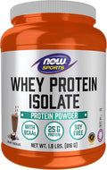 NOW Foods Sports Nutrition Whey Protein Isolate 25 g With BCAAs Creamy Chocolate Powder 1.8-Pound