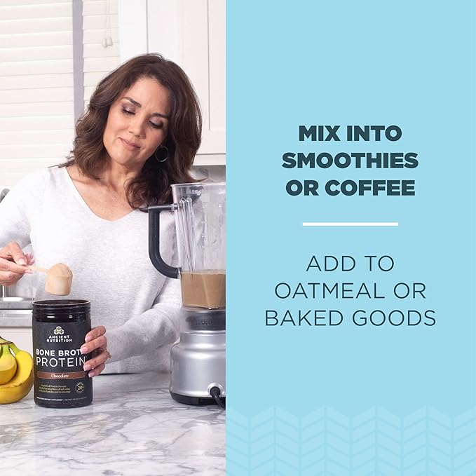 Ancient Nutrition Bone Broth Protein Powder Vanilla 20 Servings + Bone Broth Protein Powder Chocolate 20 Servings