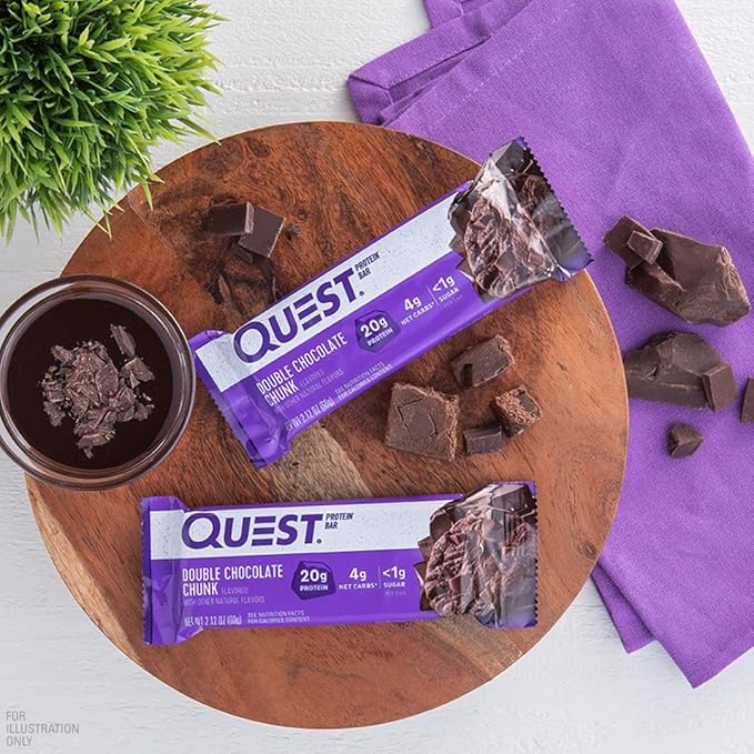 Quest Nutrition Double Chocolate Chunk Protein Bars 20g Protein Bars 1g Sugar 4g Net Carb Gluten Free Keto Friendly 12 Count