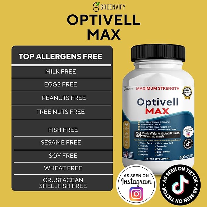 Optivell MAX Eye Health Supplement 24 Premium Vision Vitamins &amp Minerals 60 Capsules 30 Day Supply (1)