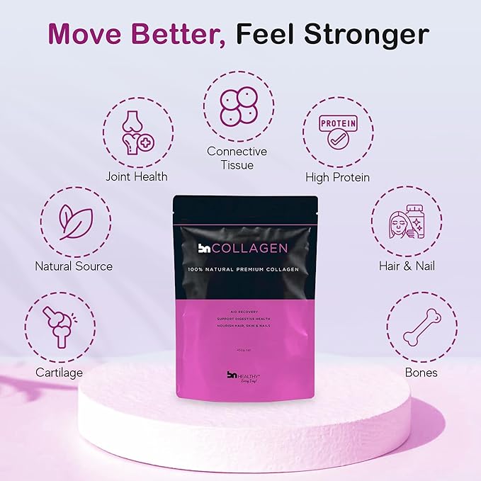 BNHealthy Collagen Peptides Powder for Hair Skin Nails and Joints - Premium Bovine Collagen - 100% Tasteless Formula with 13.5g Protein Per Serving