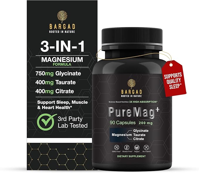 Magnesium Glycinate 750mg | High Absorption Formula for Sleep Muscle Relaxation &amp Calm Support | Non-Laxative Vegan Capsules – Magnesium Supplement for Men &amp Women – 90 Count