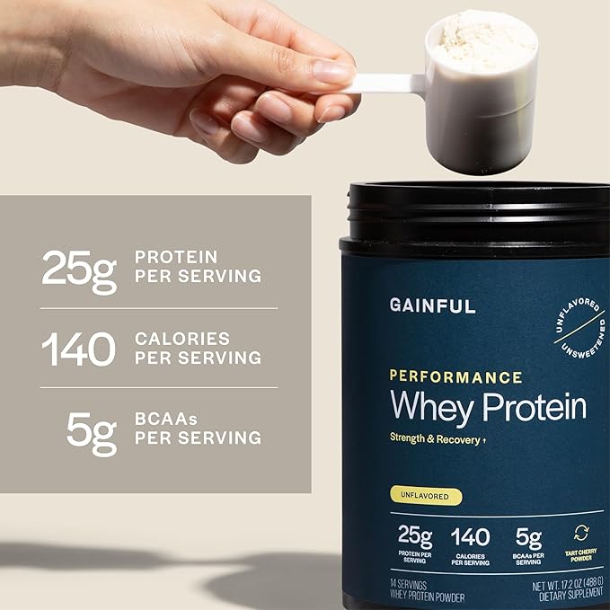 Gainful Performance Whey Protein Powder &amp Neapolitan Flavor Bundle 25g Protein Supports Muscle Growth Recovery and Endurance No Artificial Ingredients 14 Servings + 14 Flavor Sticks