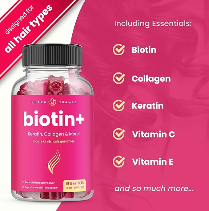 NutraChamps Complete Hair Skin &amp Nails Bundle - Biotin Collagen Keratin &amp More