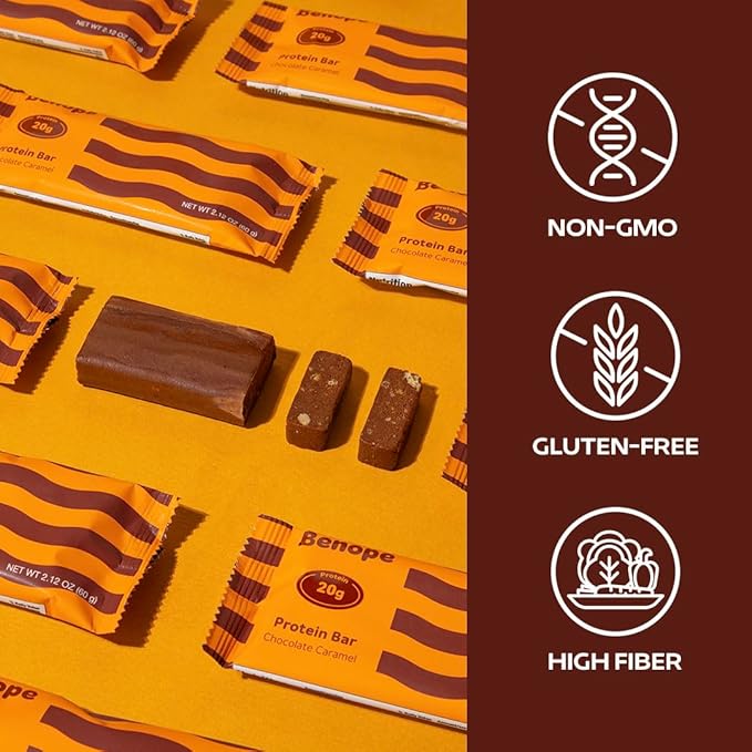Benope Protein bar chocolate caramel protein bar 60g x 12ea high protein low sugar low carb gluten free energy bar nutritious snack high protein snacks