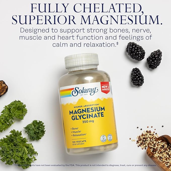 SOLARAY Vitamin D3 K2 and Magnesium Glycinate - Bone Health Bundle - Calcium Absorption Nerve Heart and Immune Support w/ 5000 IU Vitamin D 350mg Chelated Magnesium 60-Day Guarantee 60ct/120ct