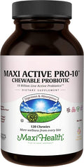 Maxi Health Active Pro-10 Kids Probiotic Chewables – 15 Strains for Digestive &amp Immune Health –10 Billion probiotic Blend- Dairy-Free Kosher – Supports Gut Health Vegetarian – 60 ct (Shelf Stabl