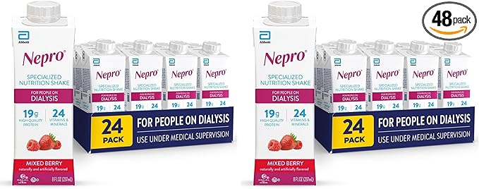 Nepro Nutrition Shake for People on Dialysis19g Protein420 CaloriesMixed Berry8 fl oz(Pack of 48)