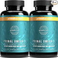 Primal Harvest Omega 3 Fish Oil Supplements 30 Servings Soft Gels Capsules w/ 1000mg EPA + DHA Supplements No Fishy Burps Non-GMO Omega 3 Fatty Acid 2 Pack
