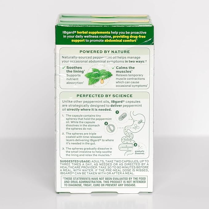 IBgard Gut Health Supplement Peppermint Oil Capsules for Abdominal Comfort 96 Capsules
