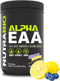 NutraBio Alpha EAA - All-Day Amino Acids for Muscle Growth and Hydration - Essential Amino Acids with Nootropics &amp Adaptogens- Full Spectrum EAA BCAA Powder - 30 Servings - Blueberry Lemonade
