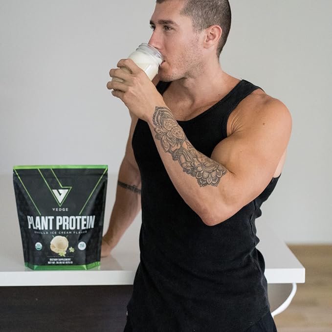 VEDGE Vegan Protein Powder - Plant Protein Powder with Pea Pumpkin &amp Sunflower - USDA Organic Amino Acids Dairy Free Gluten Free Soy Free Keto Non GMO Smooth Texture - Vanilla - 20 Serving
