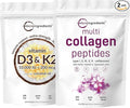 Micro Ingredients Multi Collagen Protein Powder 2lbs &amp Vitamin D3 10000iu + K2 200mcg Coconut Oil Softgels Bundle 2 Pack | Grass-Fed Collagen Peptides | Essential Sunshine Vitamins