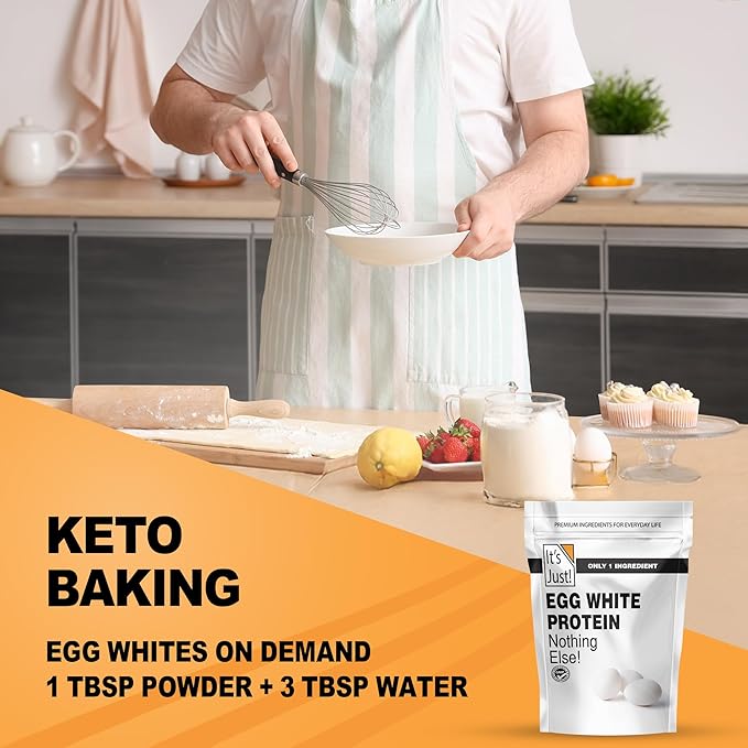 It's Just! - Egg White Protein Powder Dried Egg Whites Protein Meringue Ingredient Non-GMO USA Farms (Unflavored 20oz)