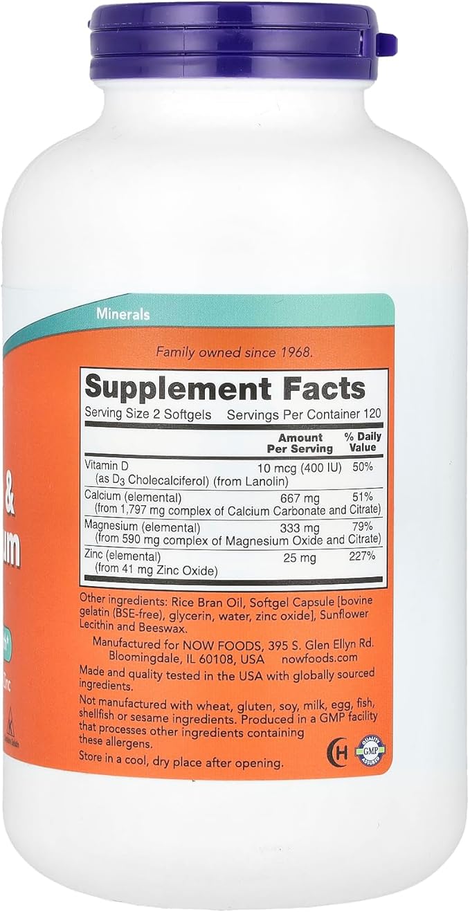 Now Foods Calcium &amp Magnesium + D - 240 Softgels