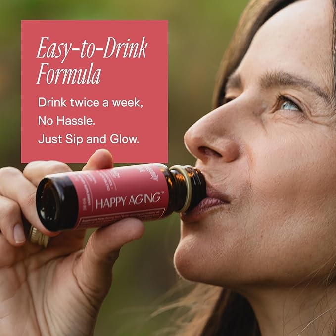 Happy Aging Liquid NAD+ Supplement for Women | Liposomal Nicotinamide Riboside &amp Resveratrol Shots for Energy Skin Health &amp Brain Fog | NMN Alternative with Antioxidants | 10 Shots 30-Day Su