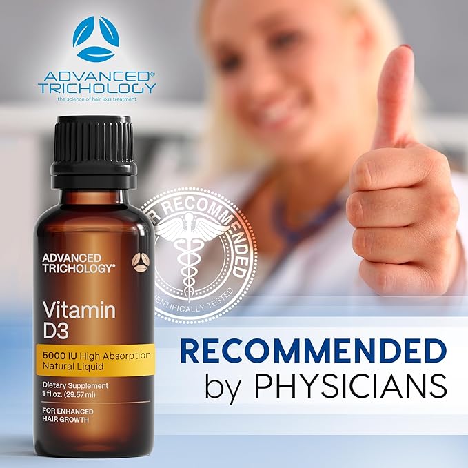 Advanced Trichology Vegetarian Liquid Vitamin D3-5000 iu High Absorption - 1000 iu per Drop - 6 Month Supply - Gluten Free 365 VIT D - 1 Fluid Ounce (Pack of 1)