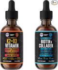 HERBIFY Bundle - K2 and D3 Drops &amp Biotin and Collagen Drops - Bone Strength &amp Hair Skin Nails Support