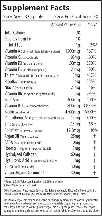 Alpha Supps Hair Skin and Nails Supplement for Women - Vibrant HSN Health and Strength with Biotin Collagen and Vitamins to Support Hair Growth Thickness and Skin Radiance - 90 Capsules