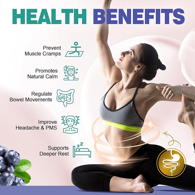 Triple Magnesium Complex Gummies 400mg with Prebiotics &amp Probiotics 5 Billion CFUs Magnesium Glycinate Supplement Gummies with Vitamin B6 D3 &amp C for Muscles &amp Mood - 60 Count (Pack of 1