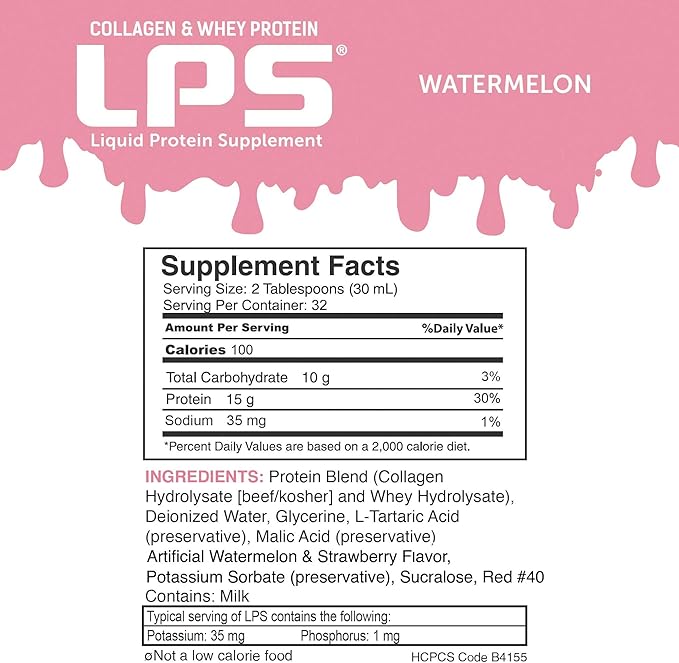 Nutritional Designs Sugar-Free Liquid Collagen &amp Whey Protein Supplement - Non-GMO Drink - Promotes Healthy Skin &amp Hair for Men &amp Women (Watermelon) Pack of 6