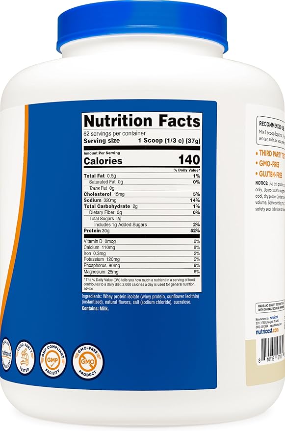 Nutricost Isolate Whey Protein Powder Vanilla 5 pounds (Pack of 2)
