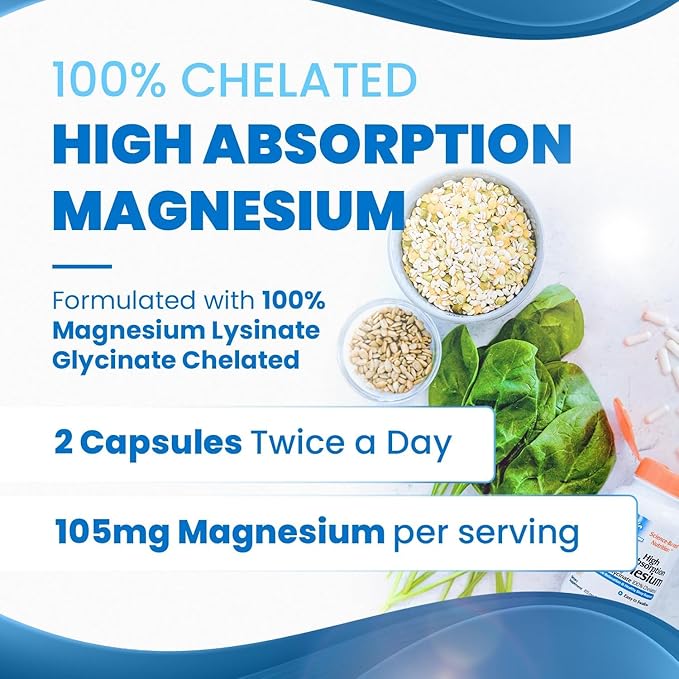 Doctor's Best High Absorption Magnesium Glycinate Lysinate 100% Chelated Non-GMO Vegan 120 Veggie Capsule (Pack of 1)