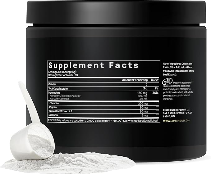 Triple Sleep Magnesium L-Threonate Powder w. Apigenin L-Theanine + Melatonin - Magtein Magnesium L Threonate Supplement - High Strength Magnesium for Deep Sleep &amp Calm Natural Sleep Aid for Adult