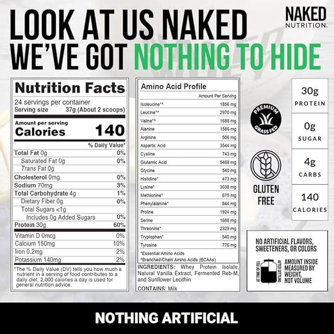 NAKED Vanilla Whey Isolate Protein Powder (24 Servings) Strawberry Lemonade Energy Pre Workout (30 Servings) – Grass-Fed Non-GMO Gluten Free Soy Free Vegan Friendly