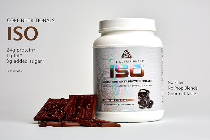 Core Nutritionals ISO 100% Micro Filtered Zero Artificial Fillers 25g Whey Protein Isolate 32 Servings (Chocolate Decadence)